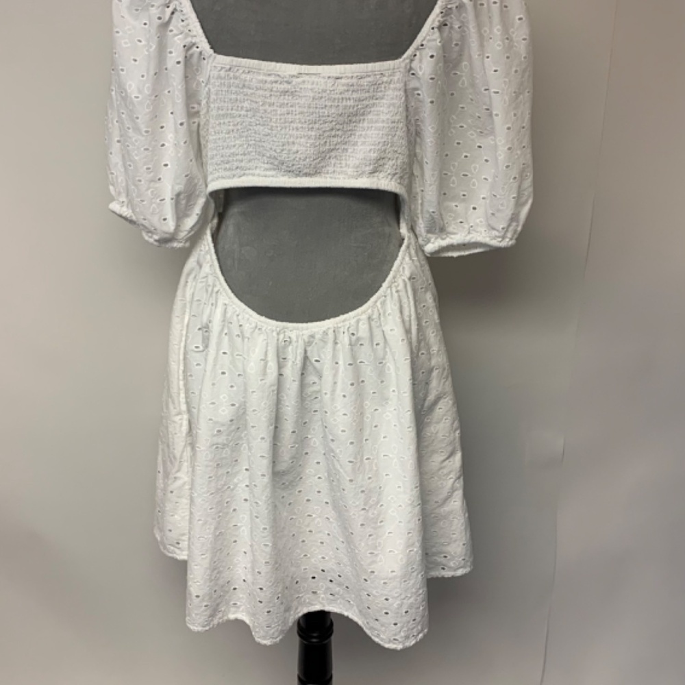 A.New Day dress SZ L eyelet girlhood core feminine cottagecore puff sleeves - Picture 3 of 9